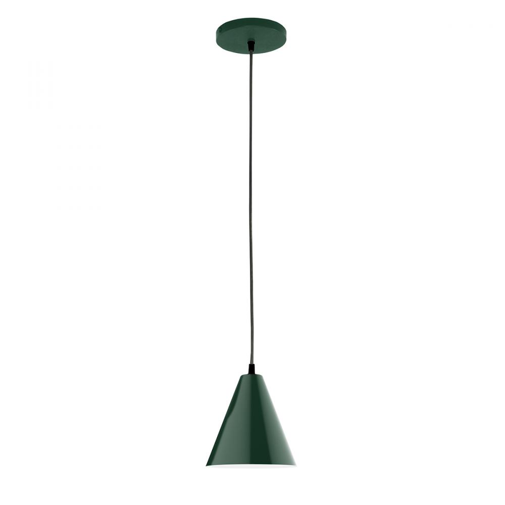8" Jynx shade, white cord with canopy, Forest Green