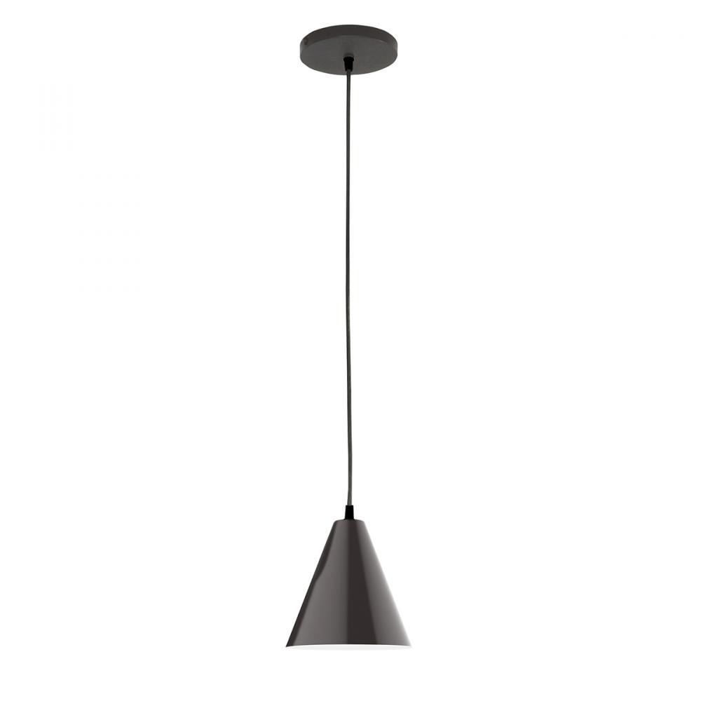 8" Jynx shade, black cord with canopy, Architectural Bronze
