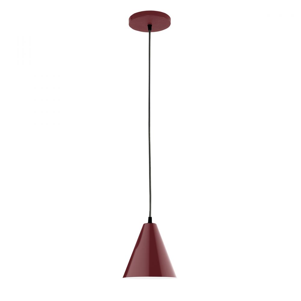 8" Jynx shade, black cord with canopy, Barn Red