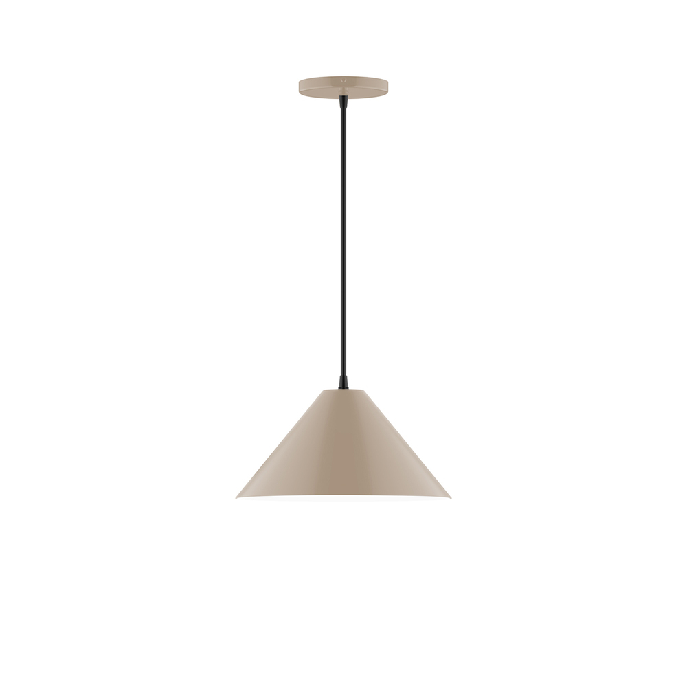 12" Pinnacle Pendant, white cord with canopy, Clay
