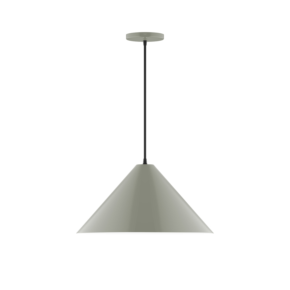 18" Pinnacle Pendant, white cord with canopy, Moss Green