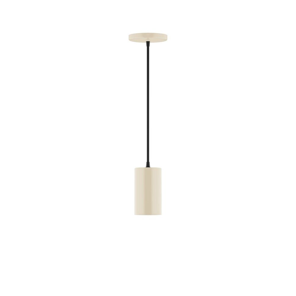 3.5" x 6" Beam Pendant, polished copper fabric cord with canopy, Cream