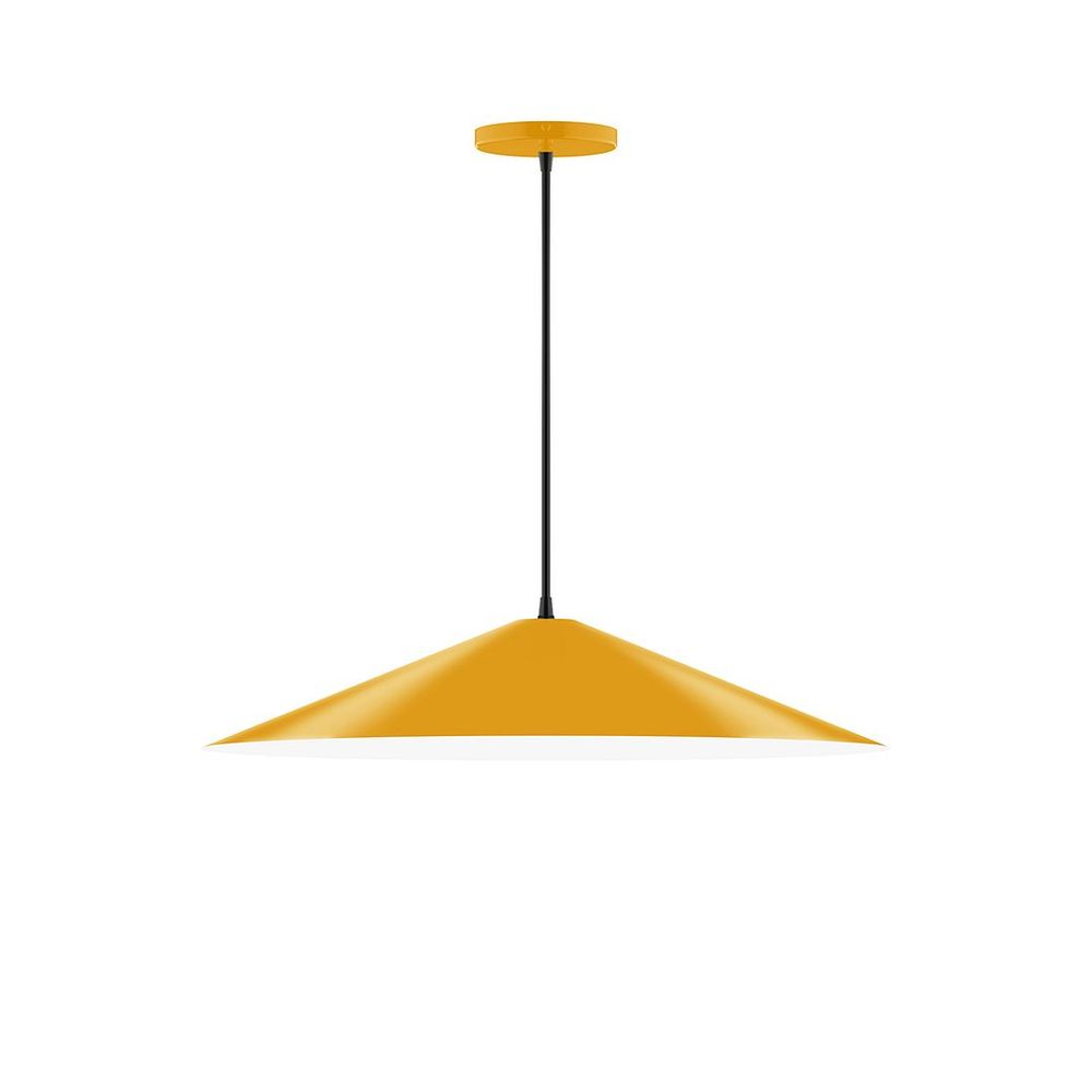 24" Vessel Pendant, white cord with canopy, Bright Yellow
