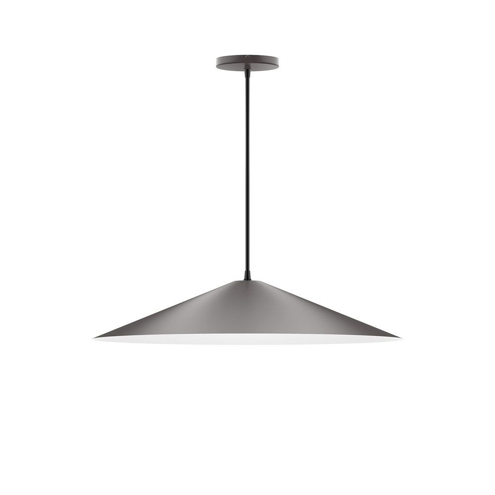 24" Vessel Pendant, white cord with canopy, Bronze Matte