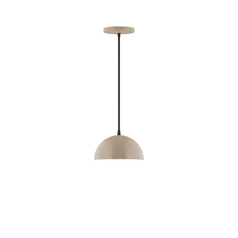 8" Arcade Pendant, white cord with canopy, Clay