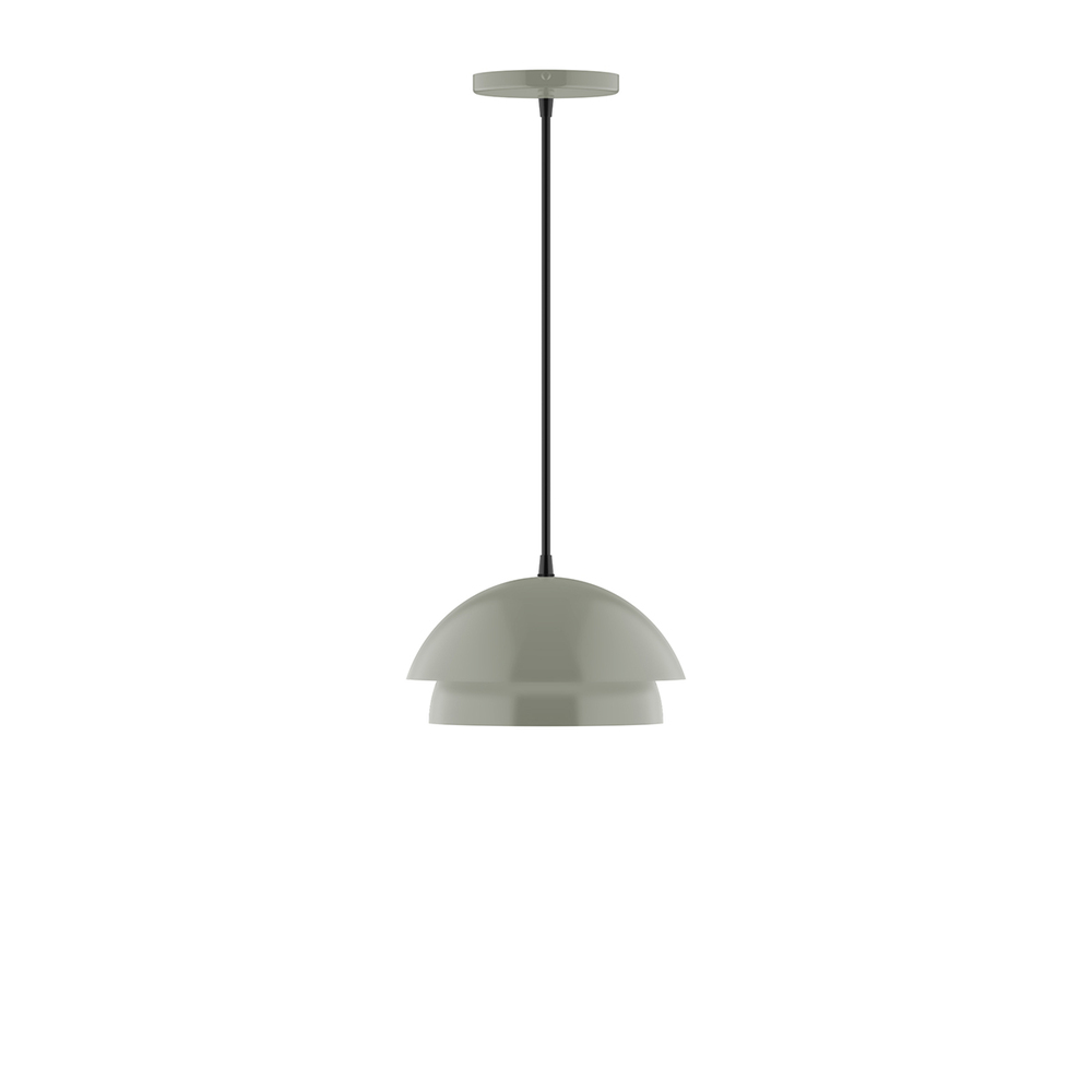 10" Nest Pendant, white cord with canopy, Moss Green