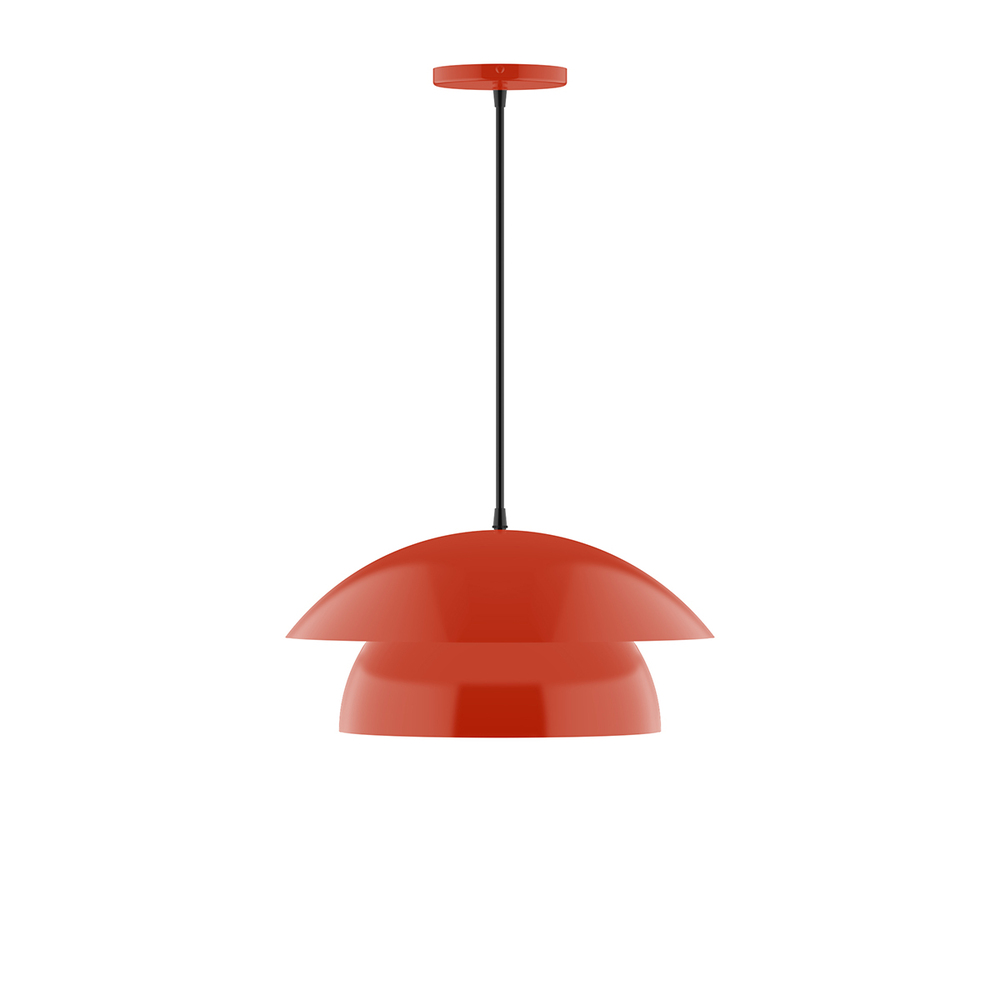 16" Nest Pendant, white cord with canopy, Vermillion