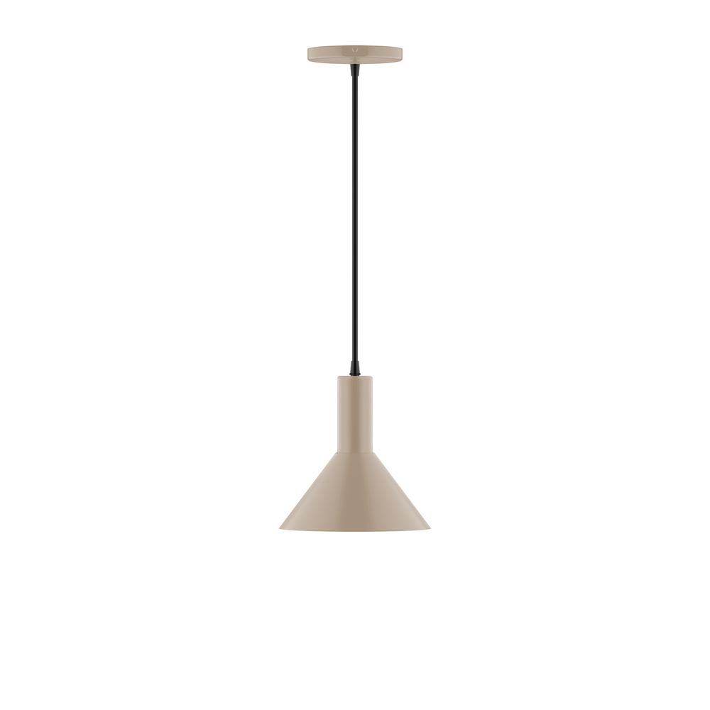 8" Chase Pendant, white cord with canopy, Clay