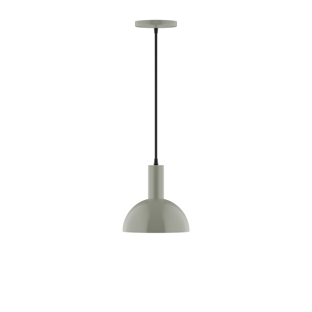 8" Ray Pendant, white cord with canopy, Moss Green