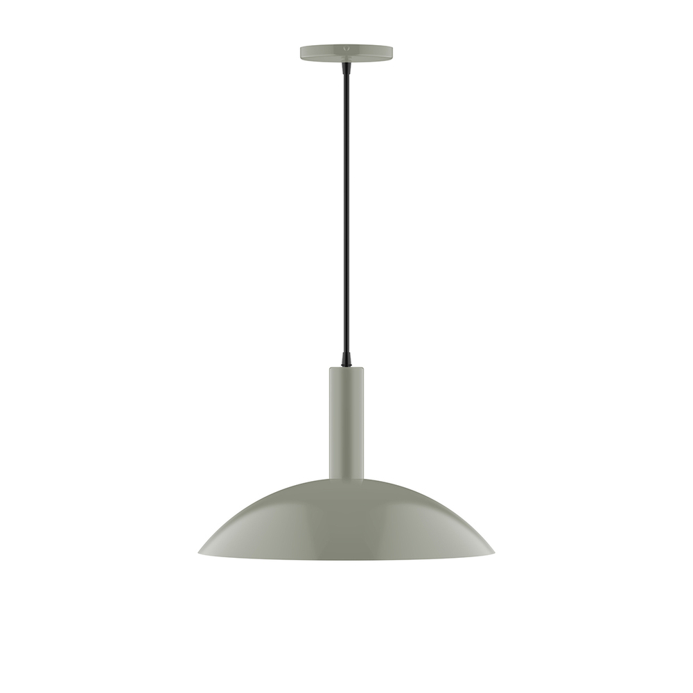 16" Glow Pendant, white fabric cord with canopy, Moss Green