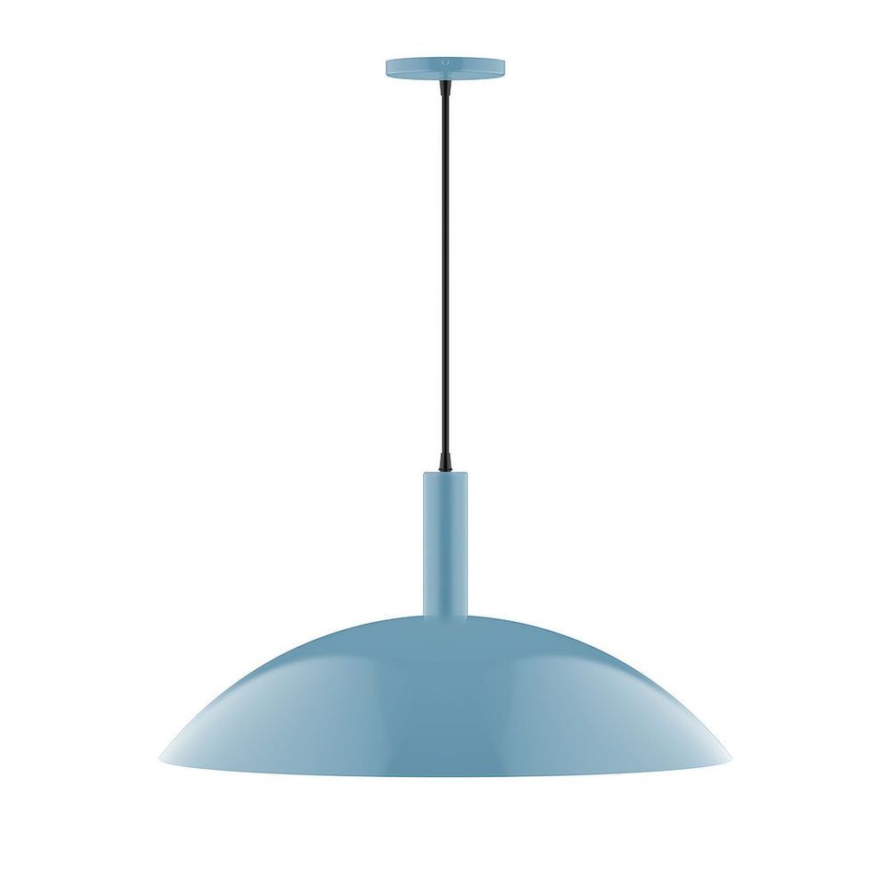 24" Glow Pendant, white cord with canopy, Light Blue