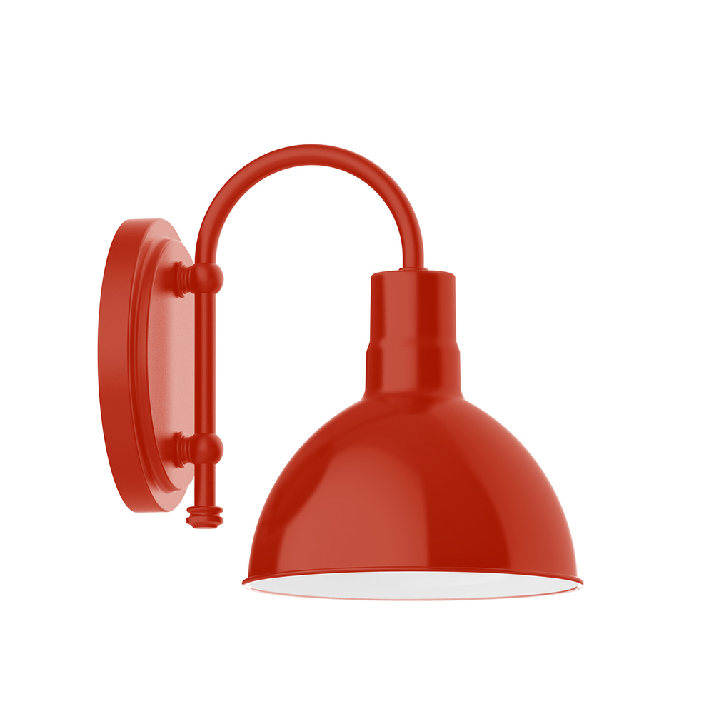 8" Deep Bowl shade, wall mount sconce, Vermillion