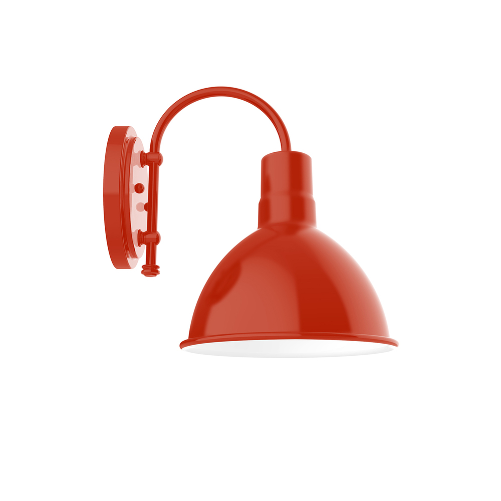 10" Deep Bowl shade, wall mount sconce, Vermillion