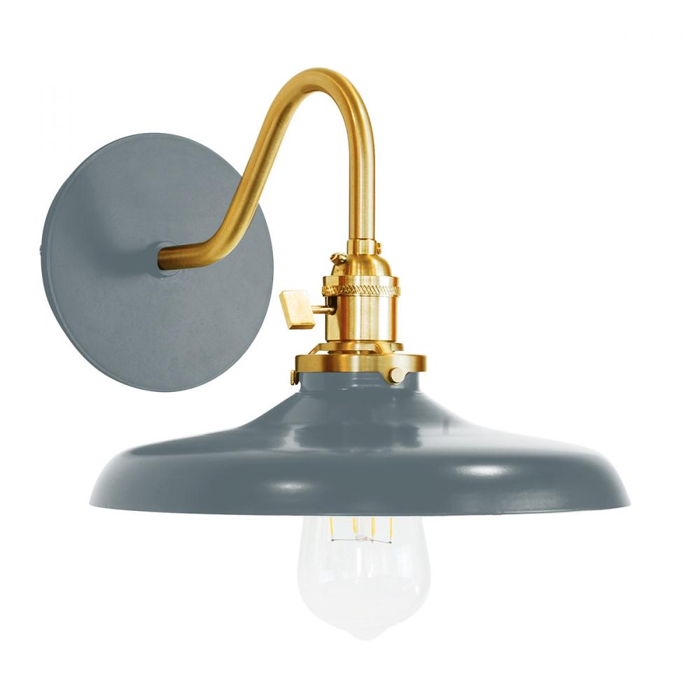 Uno 10" wall sconce,  Slate Gray with Brushed Brass hardware