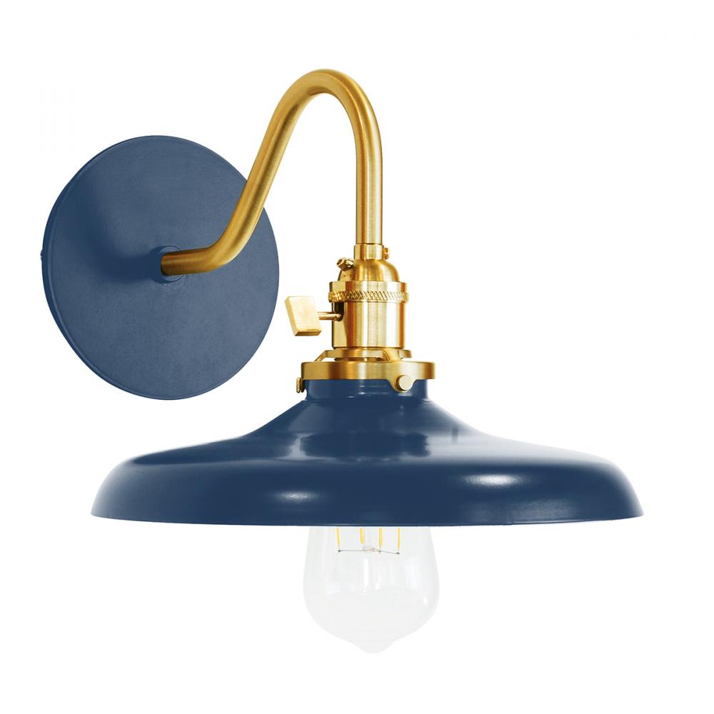 Uno 10" wall sconce,  Navy with Brushed Brass hardware