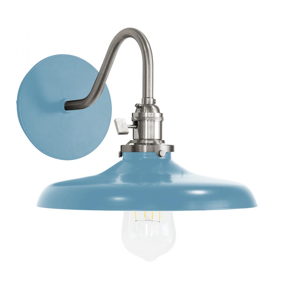Uno 10" wall sconce,  Light Blue with Brushed Nickel hardware