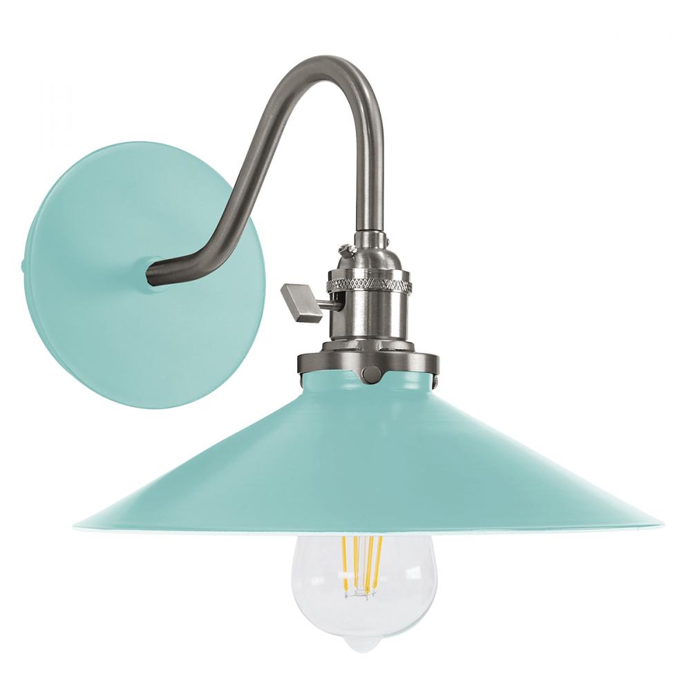 Uno 10" wall sconce,  Sea Green with Brushed Nickel hardware