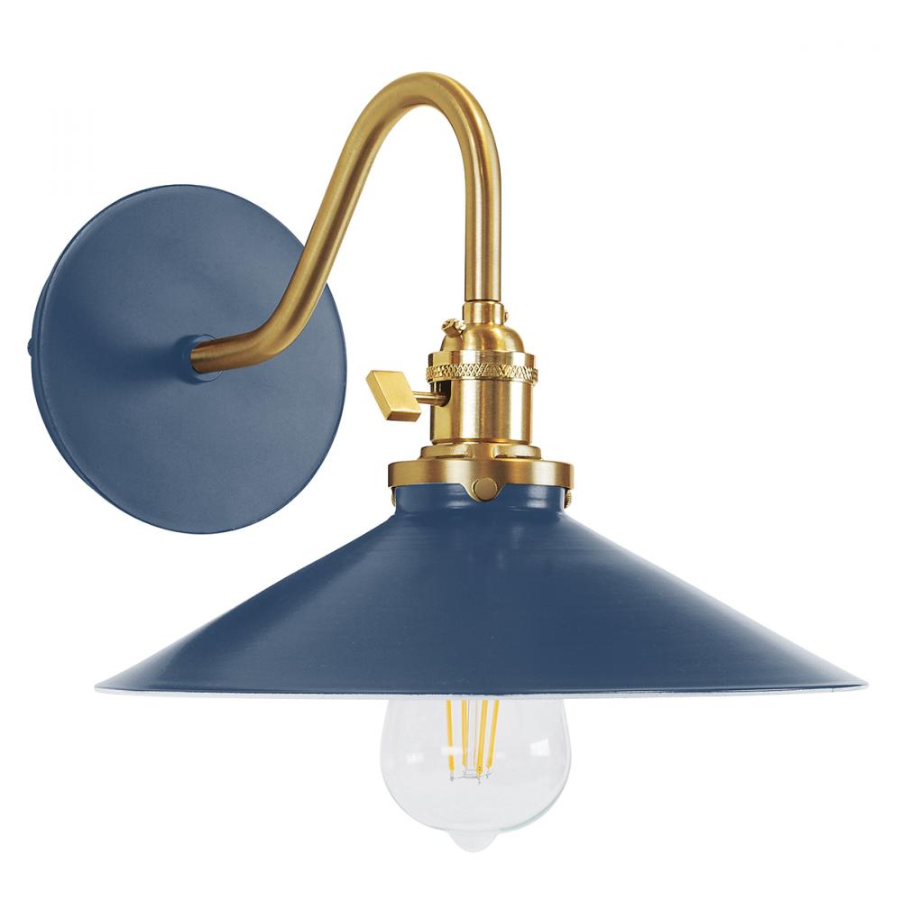 Uno 10" wall sconce,  Navy with Brushed Brass hardware
