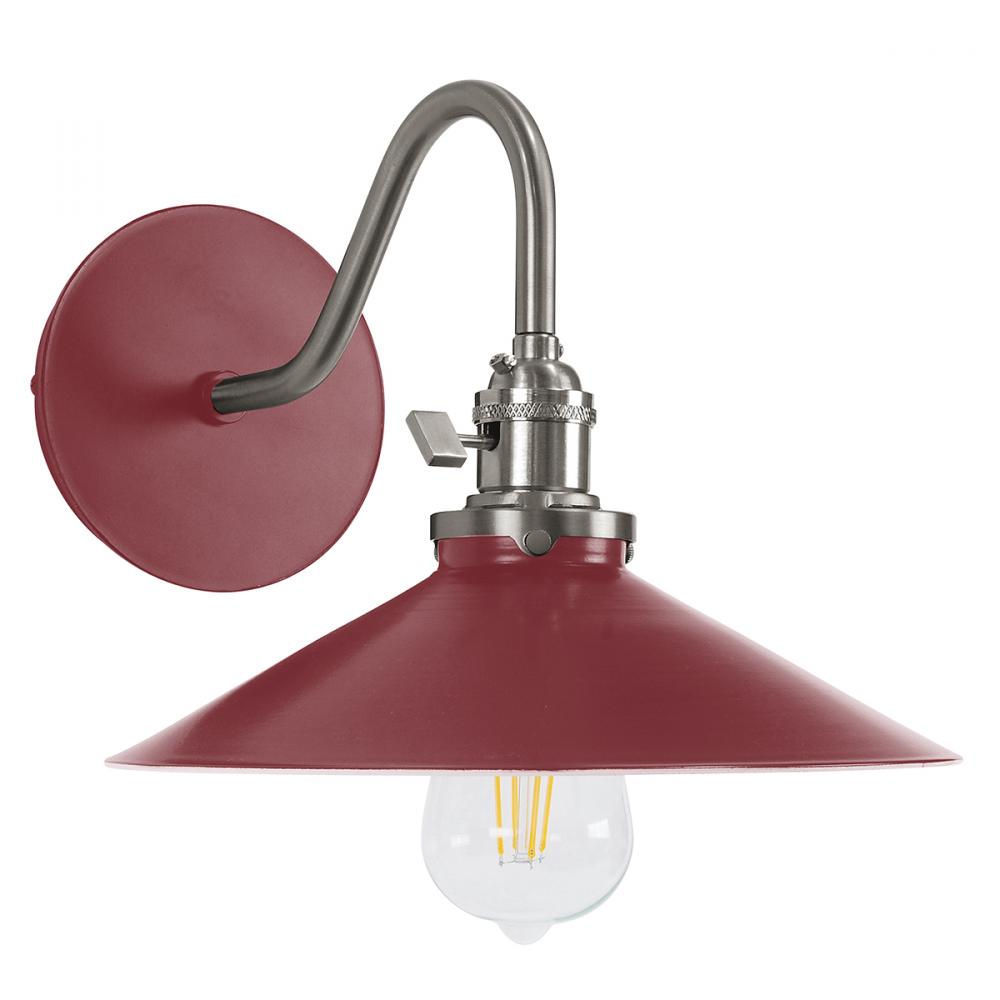 Uno 10" wall sconce,  Barn Red with Brushed Nickel hardware