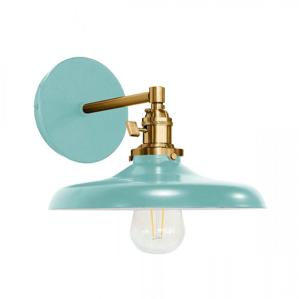 Uno 10" wall sconce,  Sea Green with Brushed Brass hardware