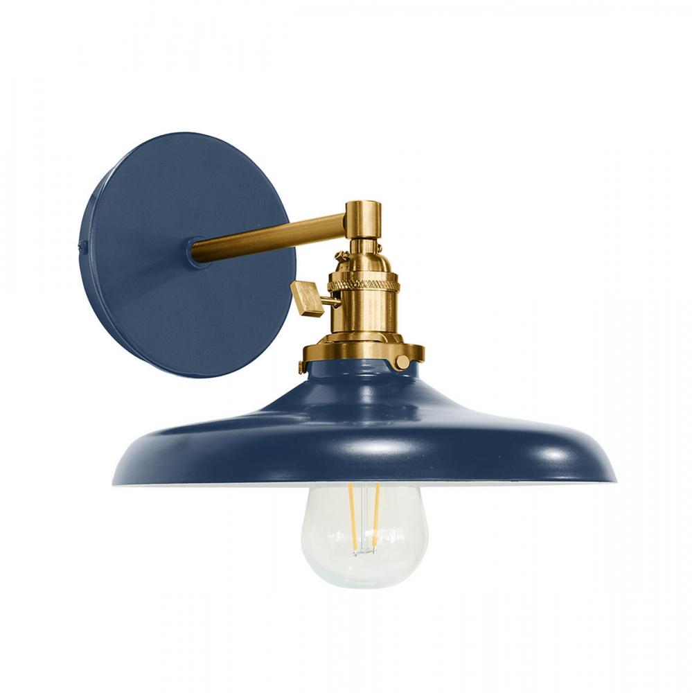 Uno 10" wall sconce,  Navy with Brushed Brass hardware