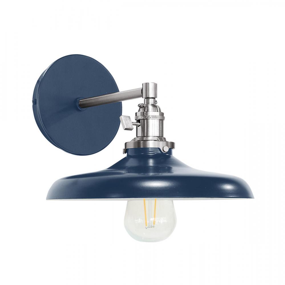 Uno 10" wall sconce,  Navy with Brushed Nickel hardware