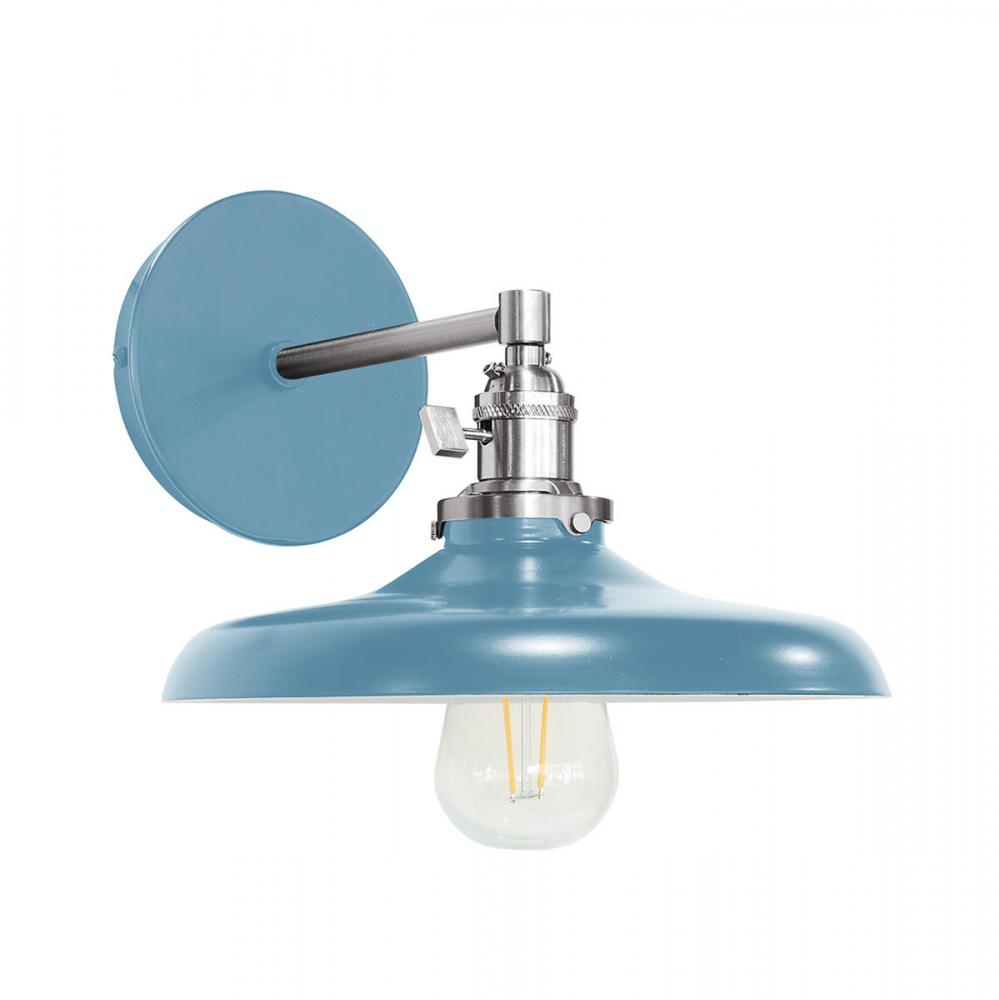 Uno 10" wall sconce,  Light Blue with Brushed Nickel hardware