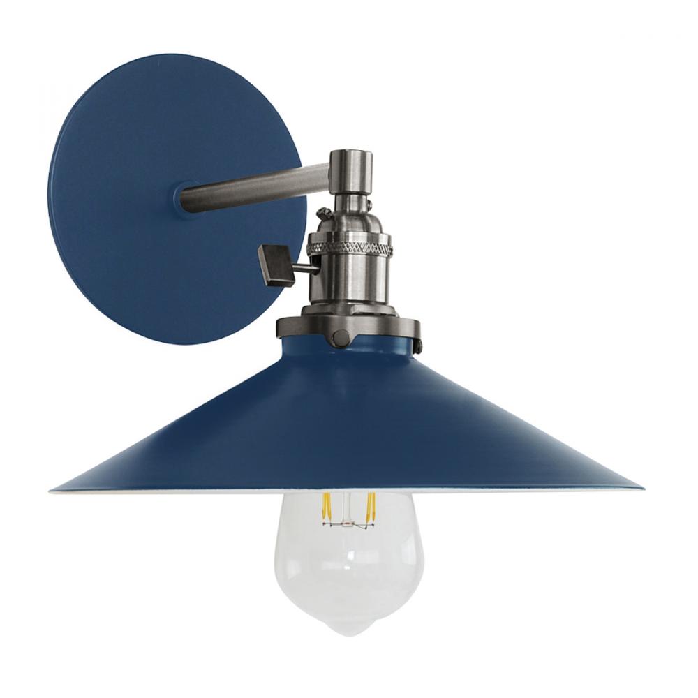 Uno 10" wall sconce,  Navy with Brushed Nickel hardware