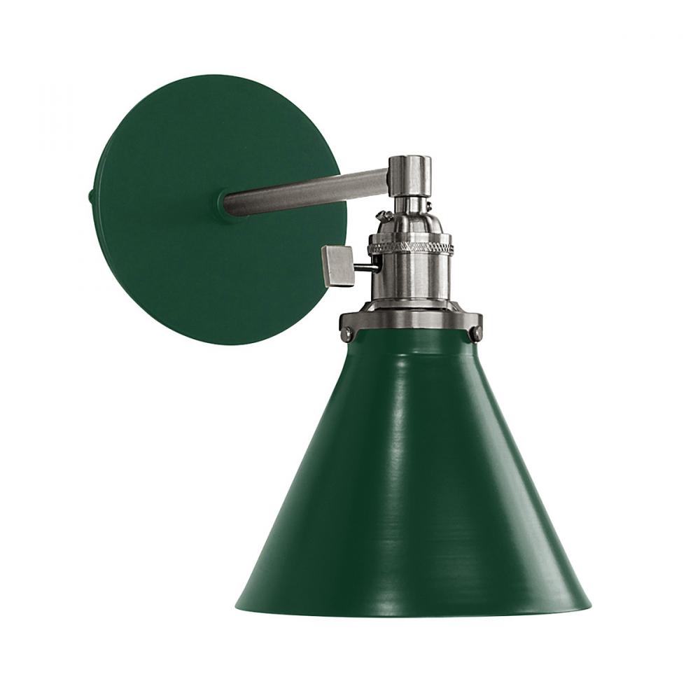 Uno 6" wall sconce,  Forest Green with Brushed Nickel hardware