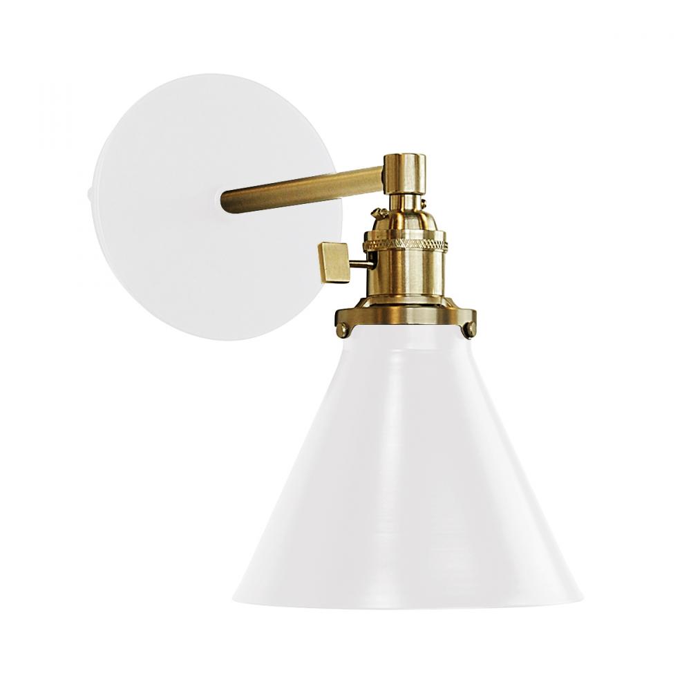 Uno 6" wall sconce,  White with Brushed Brass hardware