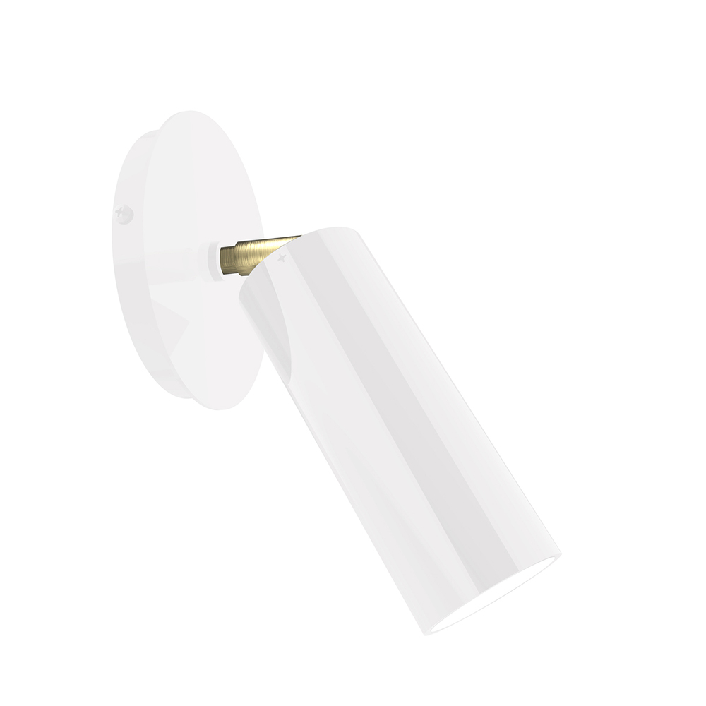 Martin Adjustable Wall Sconce, White with Brushed Brass Swivels