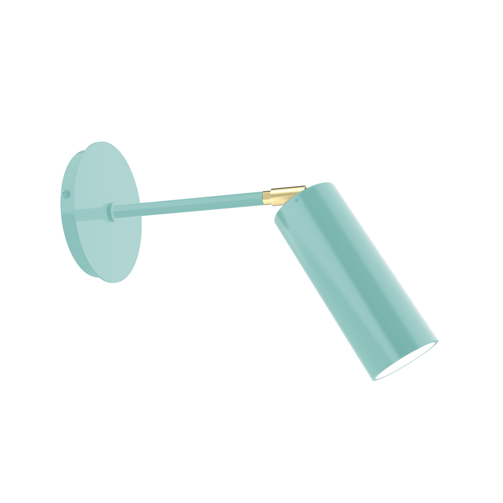 Martin Adjustable Wall Sconce, Sea Green with Brushed Brass Swivels