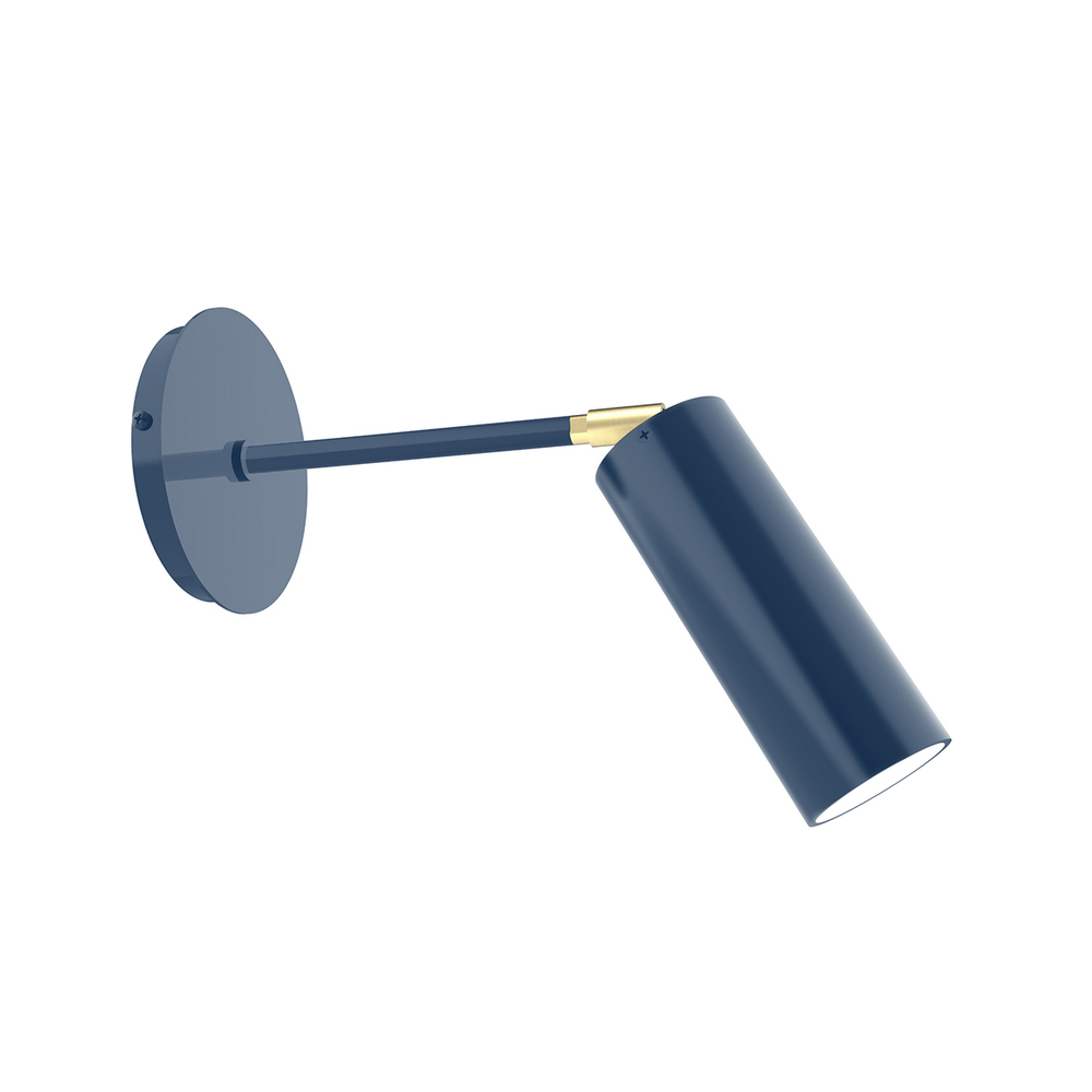 Martin Adjustable Wall Sconce, Navy with Brushed Brass Swivels