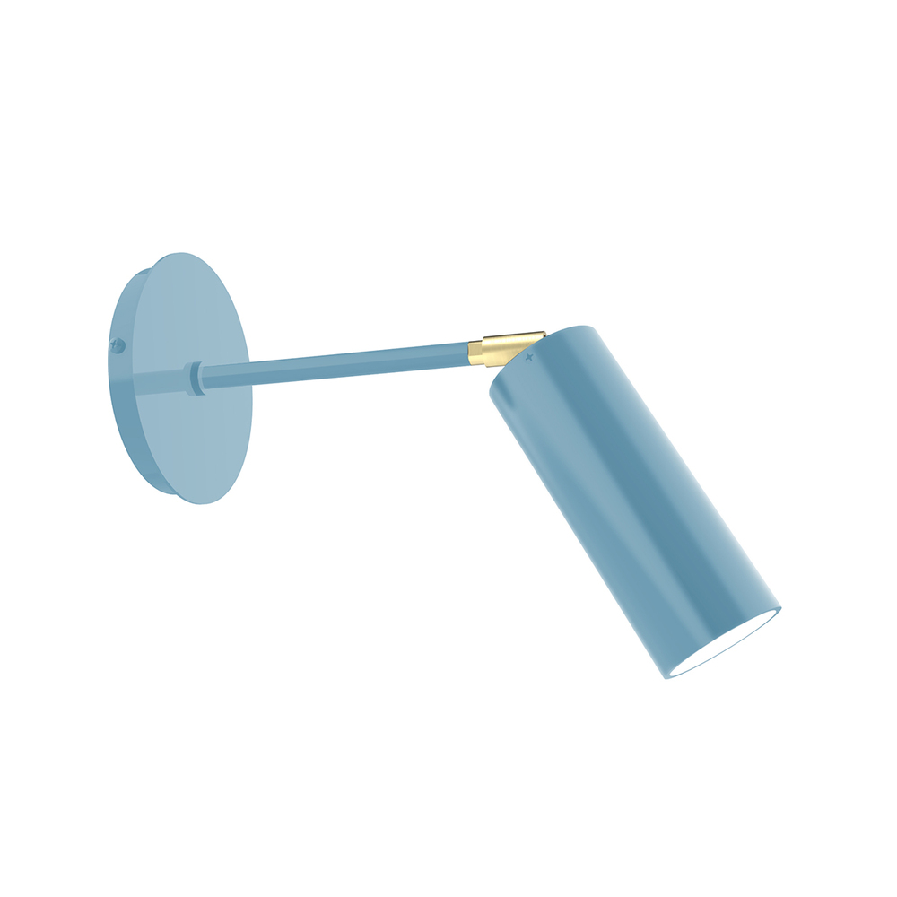 Martin Adjustable Wall Sconce, Light Blue with Brushed Brass Swivels