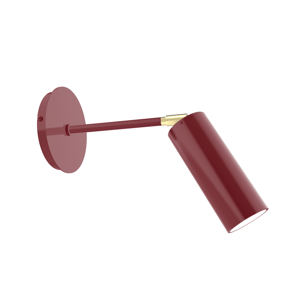 Martin Adjustable Wall Sconce, Barn Red with Brushed Brass Swivels