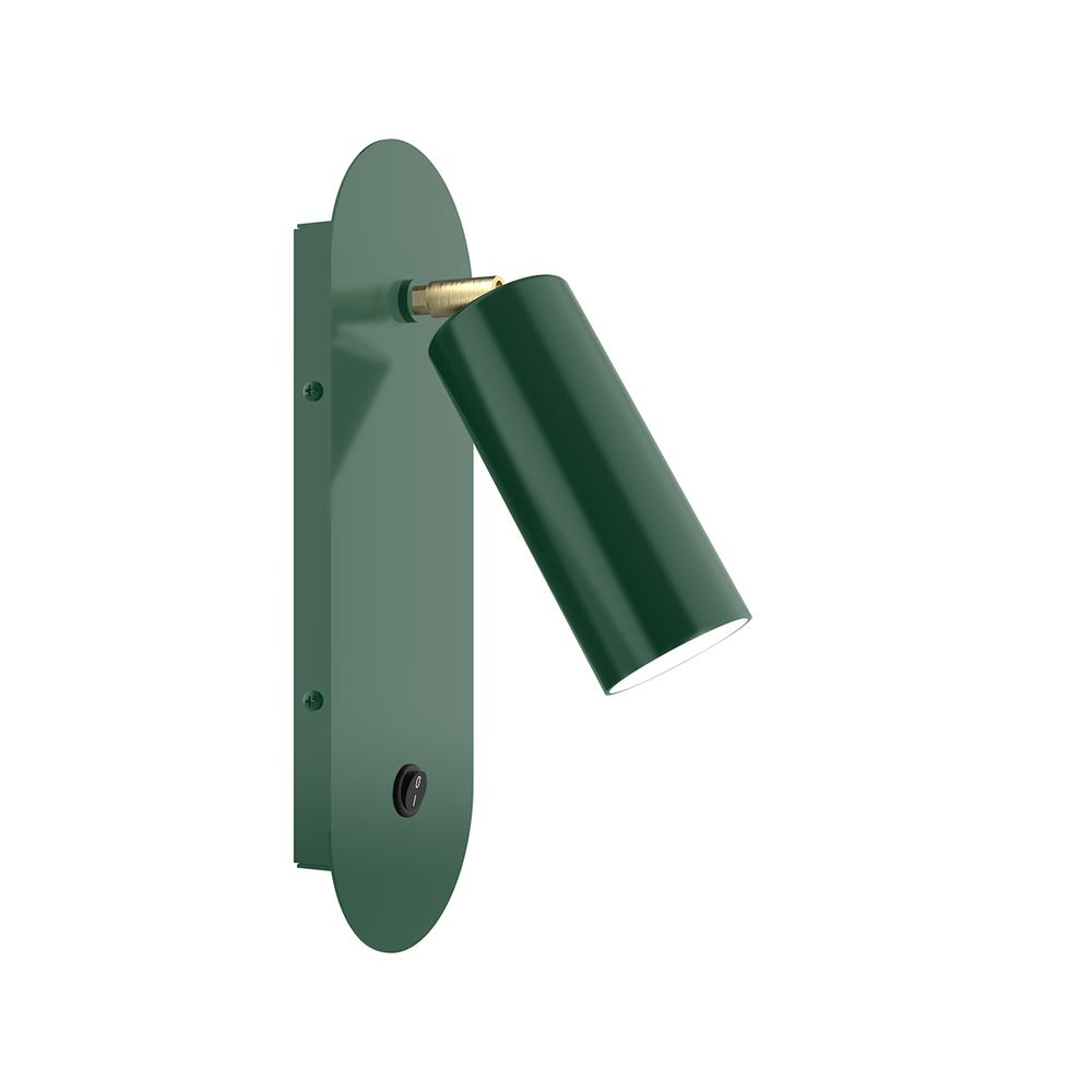 Martin Adjustable Wall Sconce, Forest Green with Brushed Brass Swivels
