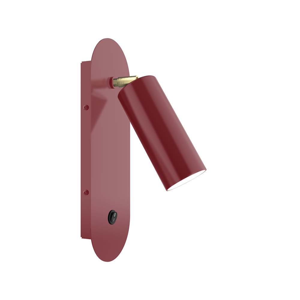 Martin Adjustable Wall Sconce, Barn Red with Brushed Brass Swivels