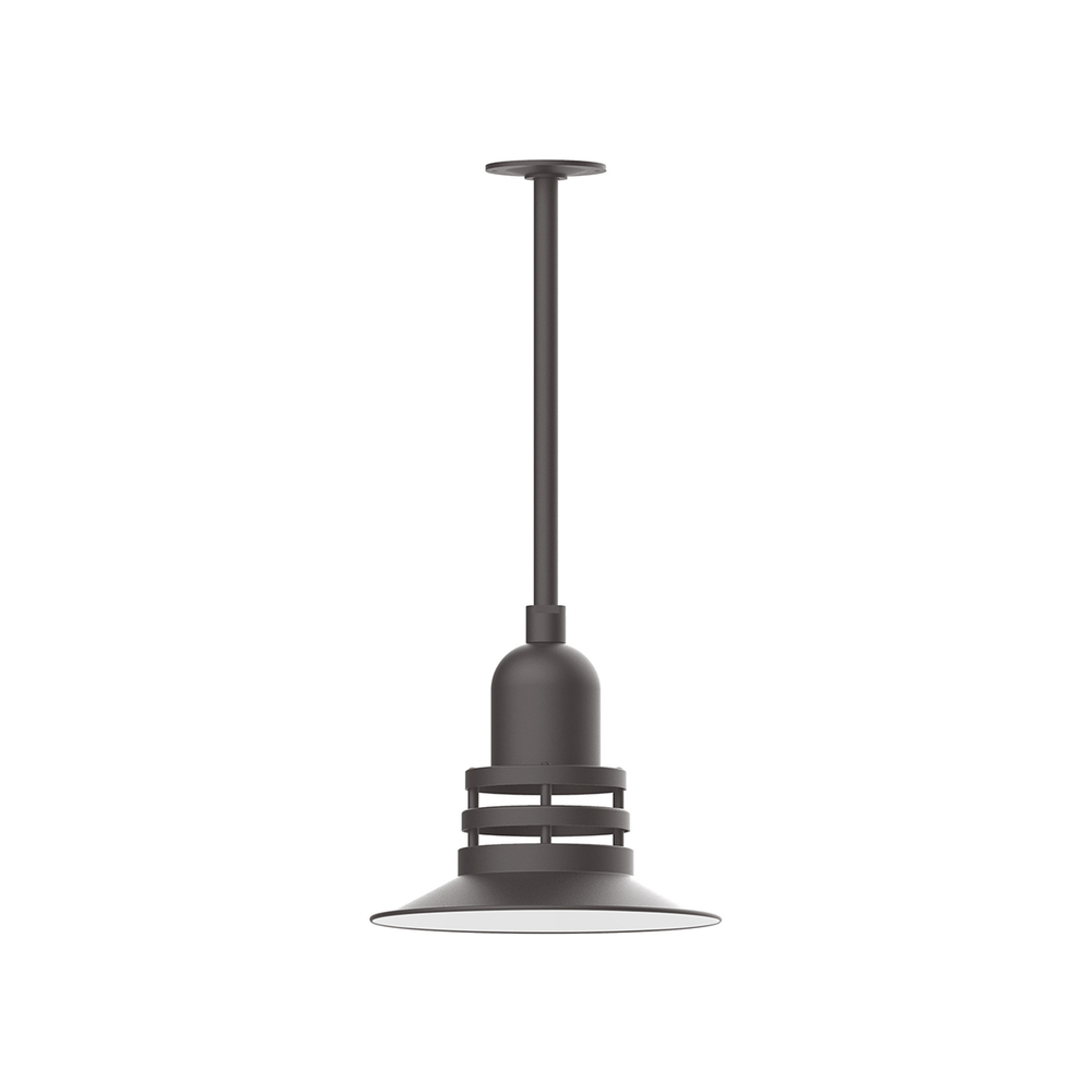12" Atomic shade, stem mount pendant with canopy, Bronze Matte