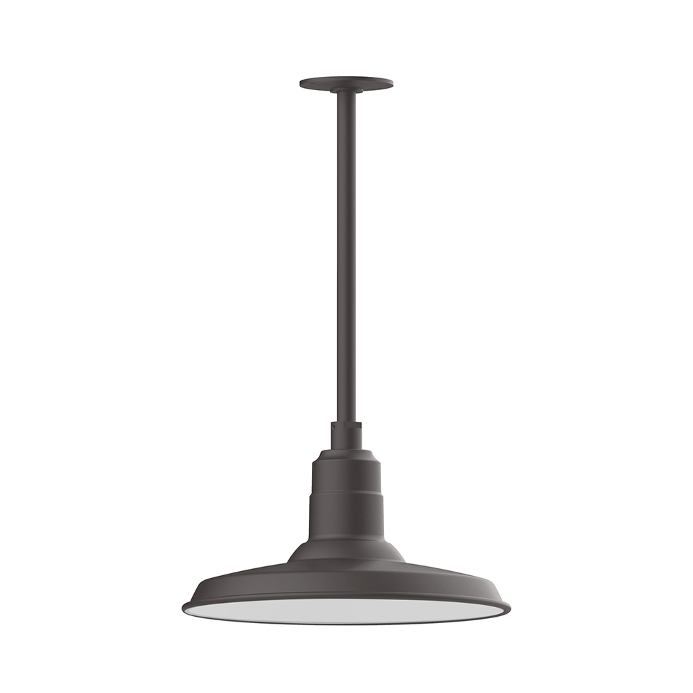 14" Warehouse shade, stem mount pendant with canopy, Bronze Matte
