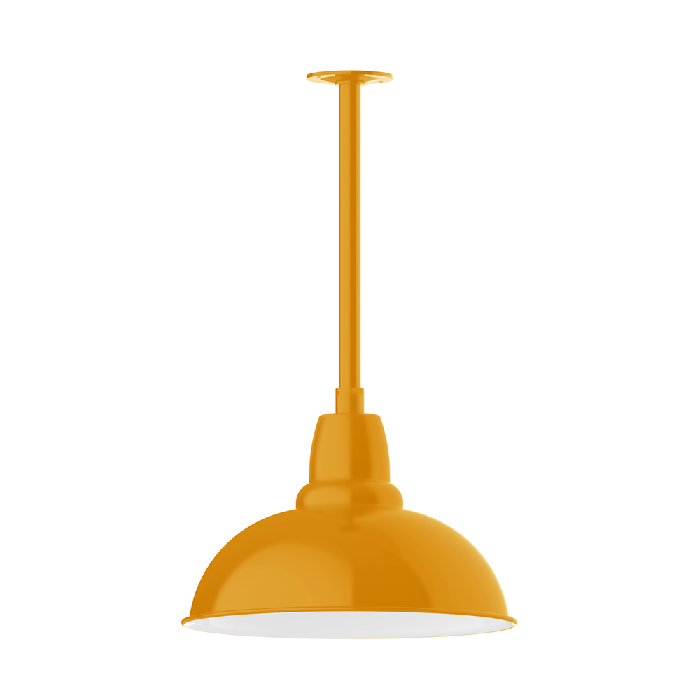 16" Cafe shade, stem mount pendant with canopy, Bright Yellow
