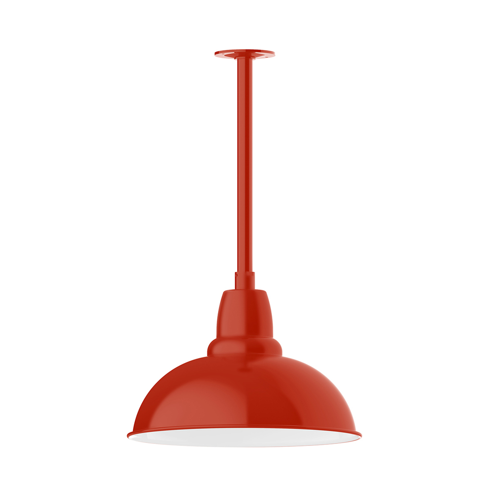 16" Cafe shade, stem mount pendant with canopy, Vermillion