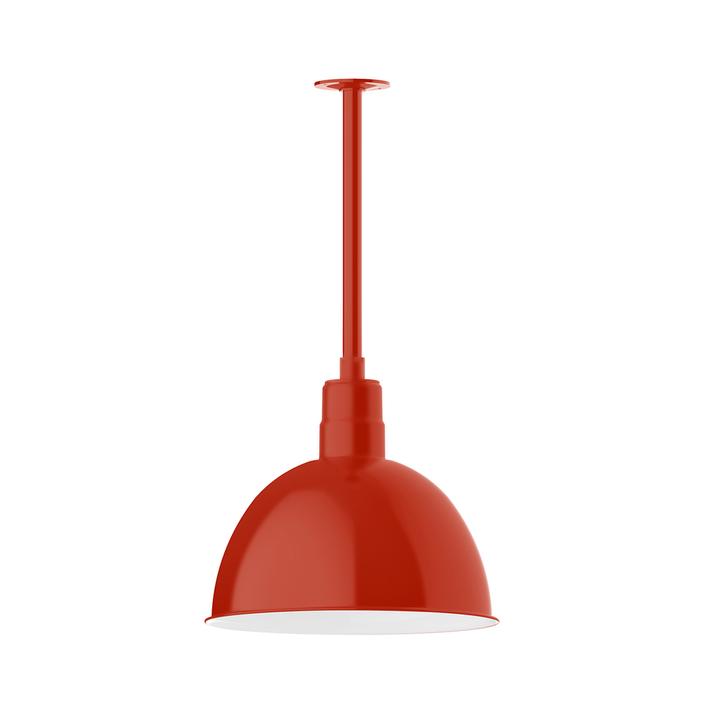 16" Deep Bowl shade, stem mount pendant with canopy, Vermillion