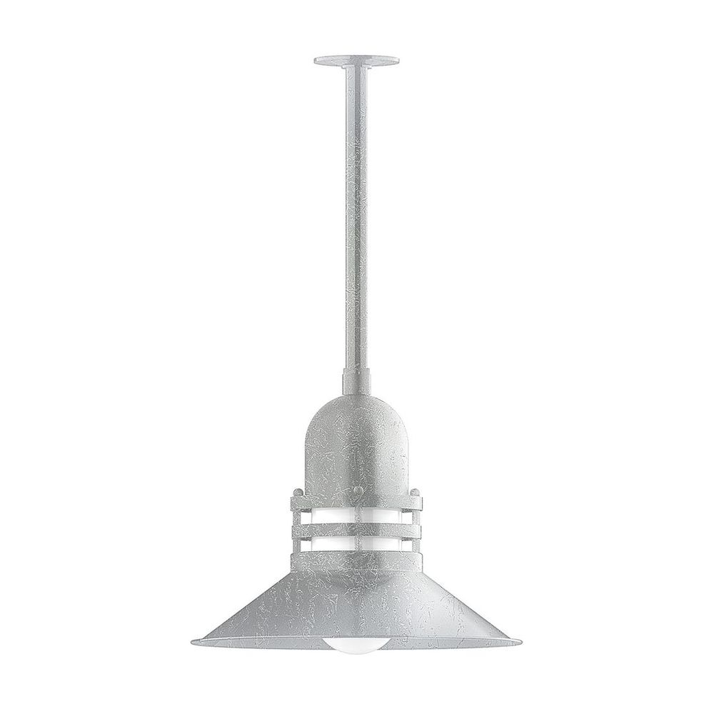 16" Atomic shade, stem mount pendant with canopy, Frosted Glass, Painted Galvanized