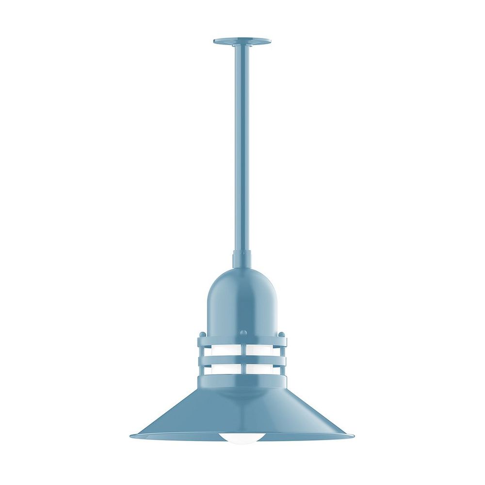 16" Atomic shade, stem mount pendant with canopy, Frosted Glass, Light Blue