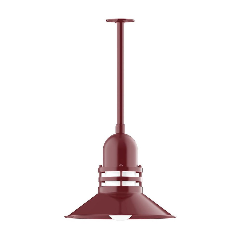 16" Atomic shade, stem mount pendant with canopy, Frosted Glass, Barn Red