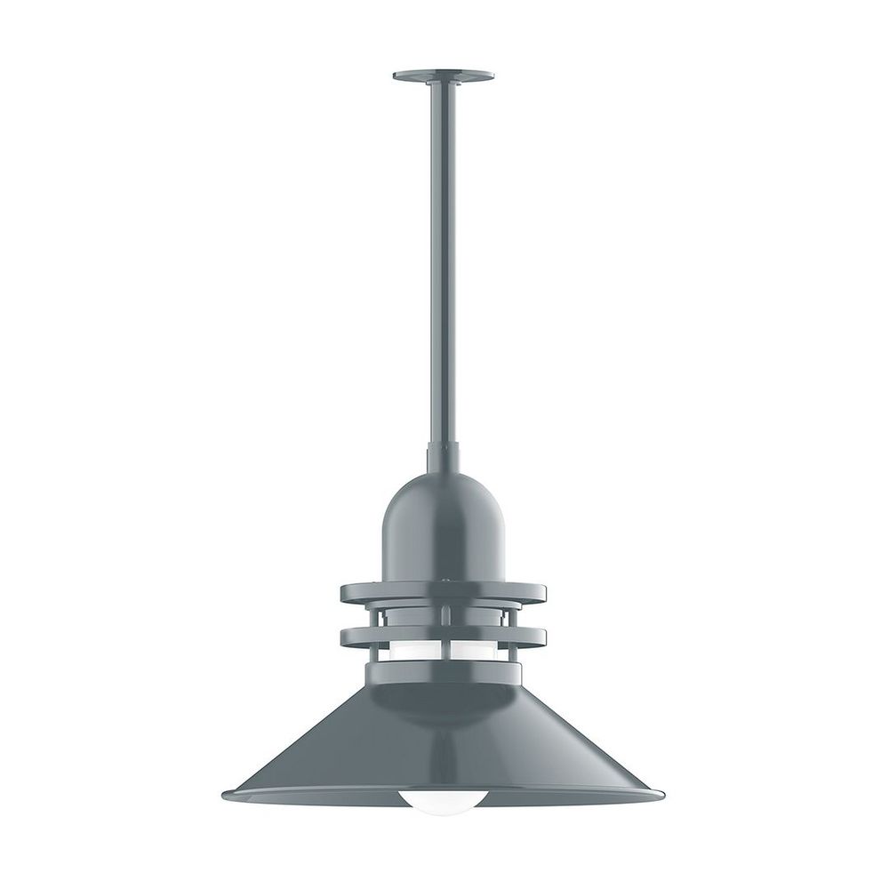 18" Atomic shade, stem mount pendant with canopy, Frosted Glass, Slate Gray
