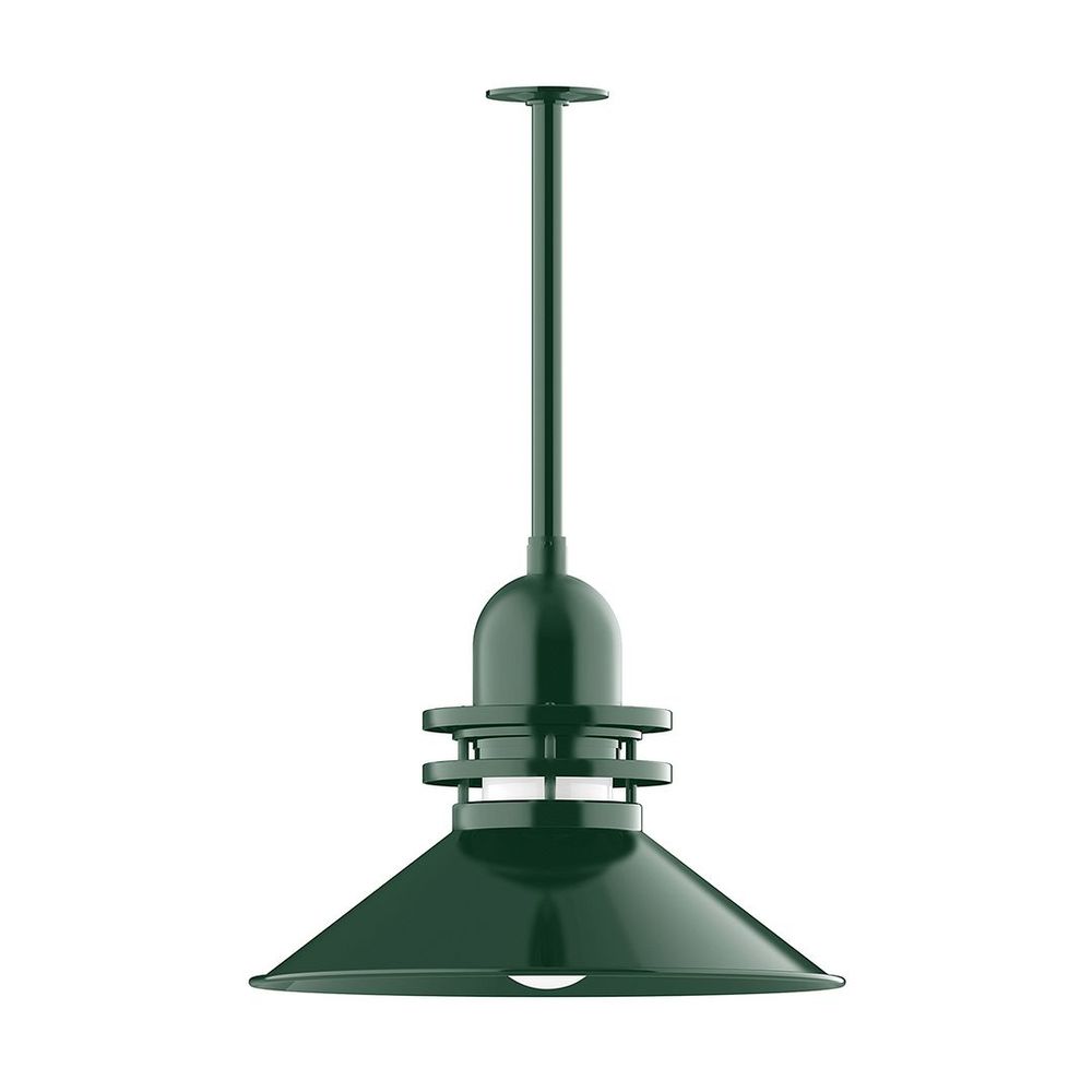 20" Atomic shade, stem mount pendant with canopy, Frosted Glass, Forest Green