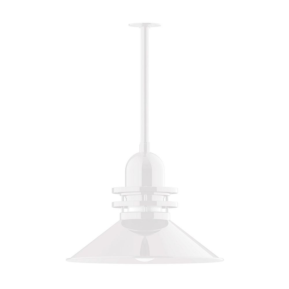 20" Atomic shade, stem mount pendant with canopy, Frosted Glass, White