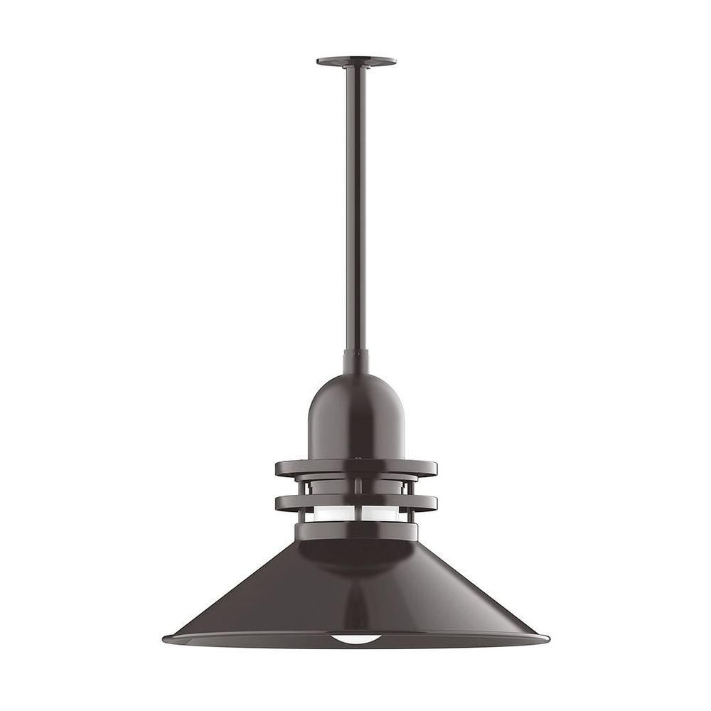 20" Atomic shade, stem mount pendant with canopy, Frosted Glass, Architectural Bronze