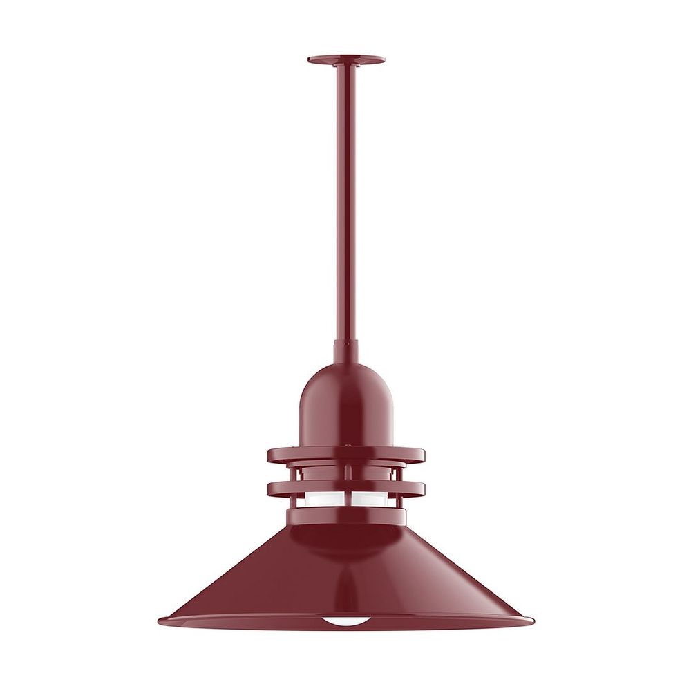 20" Atomic shade, stem mount pendant with canopy, Frosted Glass, Barn Red